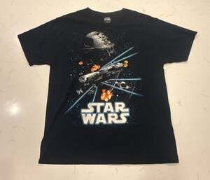 Jerry Leigh Star Wars Death Star Space Battle T-Shirt Size L Black Cotton